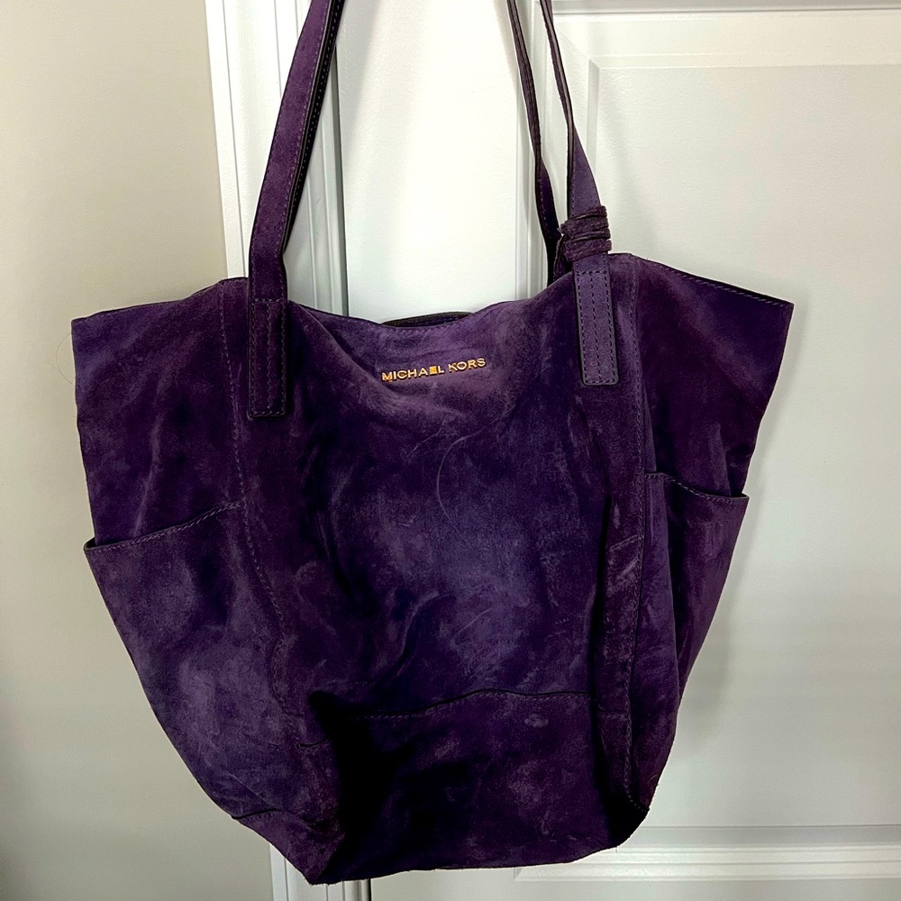Michael Kors purple suede hobo purse